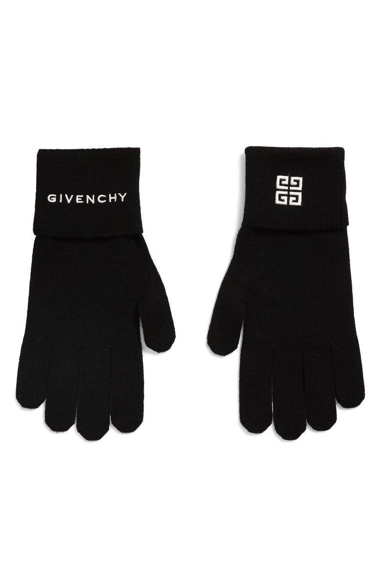 Givenchy Logo Embroidered Gloves, Main, color,