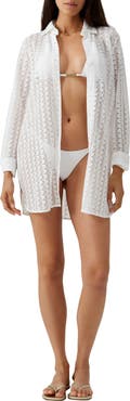 Melissa Odabash Daria Open Stitch Cover-Up Shirtdress