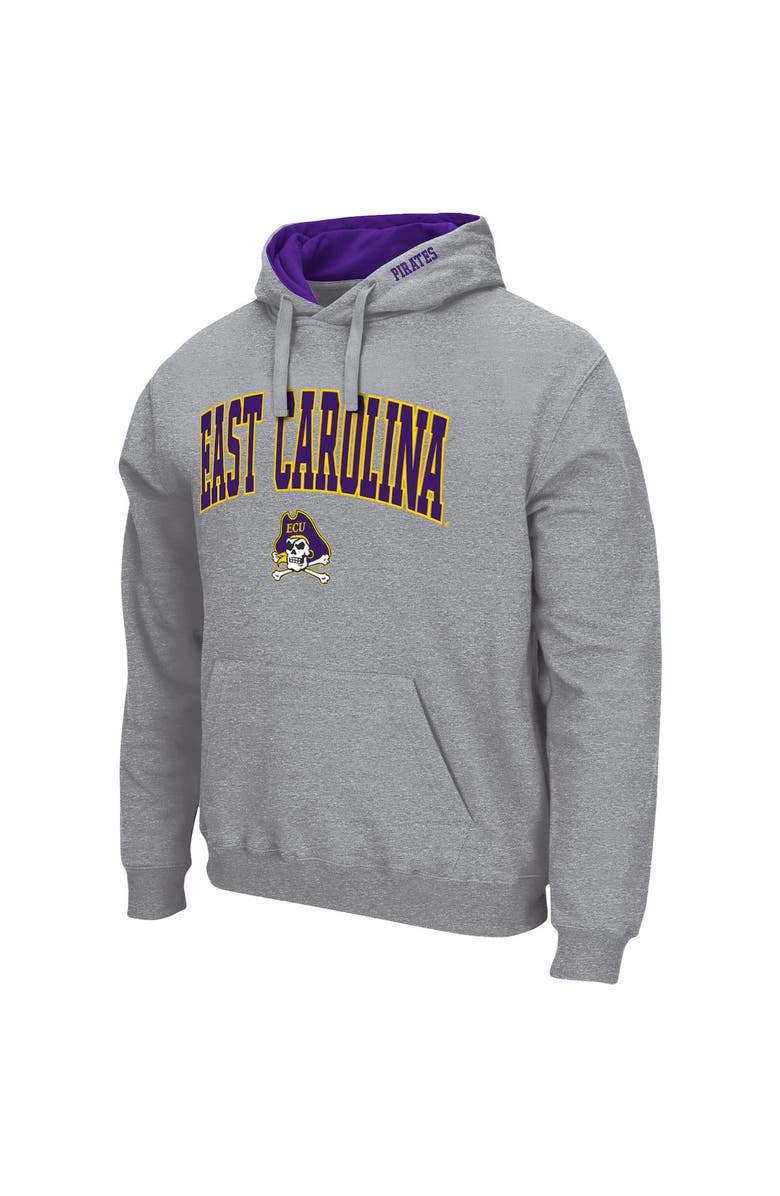 COLOSSEUM Men's Colosseum Heathered Gray ECU Pirates Arch and Logo Pullover Hoodie, Alternate, color, Heather Gray