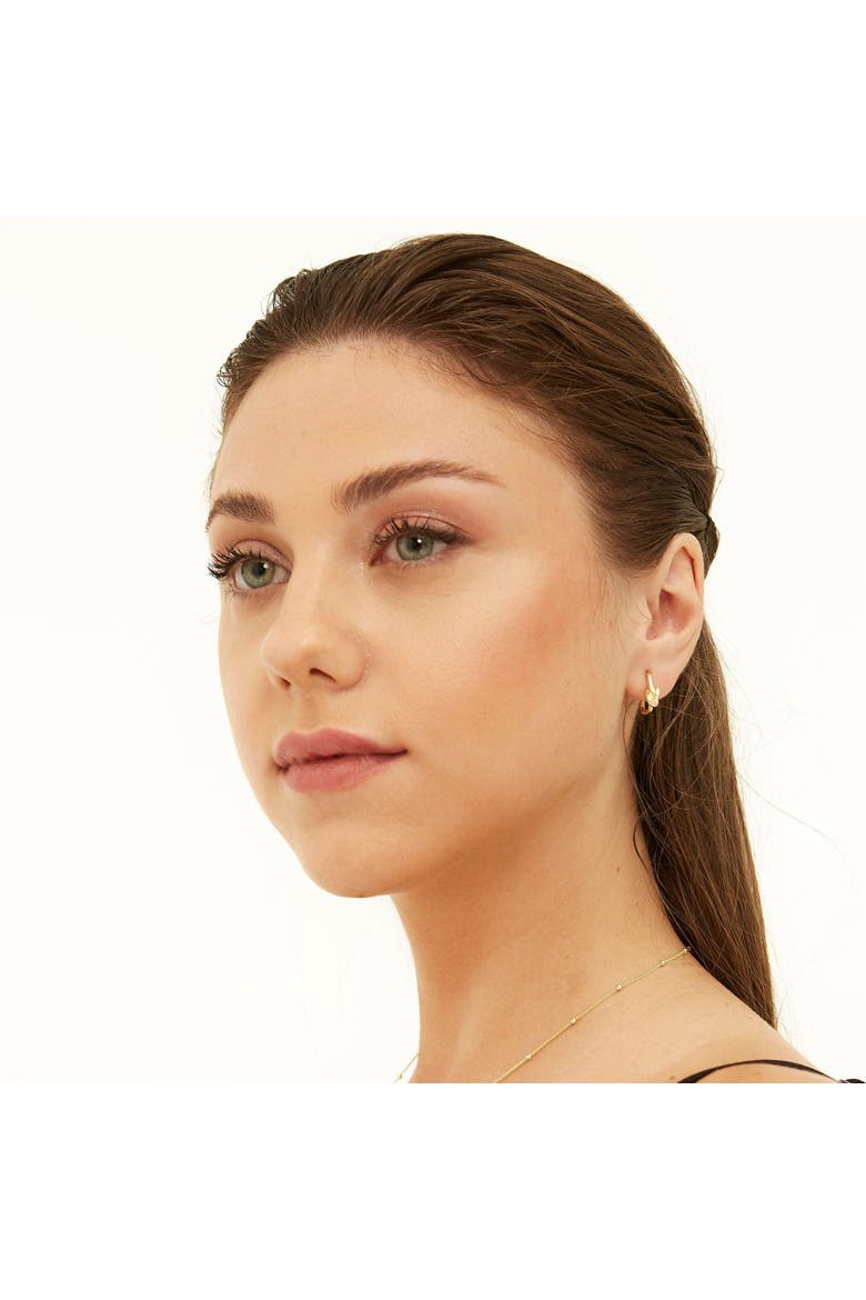 Semi Hoop Knot Sterling Silver Earrings, Alternate, color, Gold