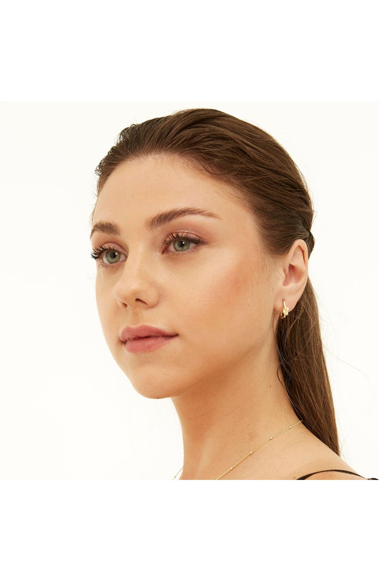 Spero London Semi Hoop Knot Sterling Silver Earrings, Alternate, color, Gold