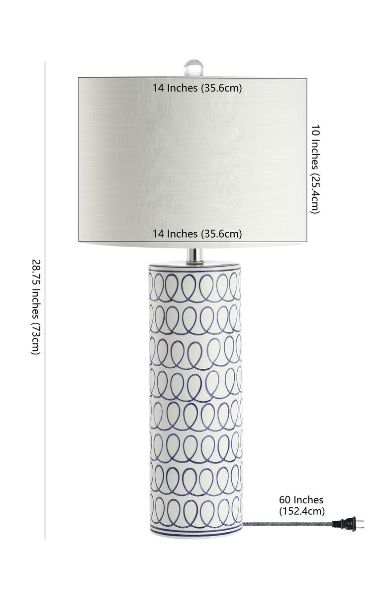 JONATHAN Y Loop 28.75" Ceramic Modern Column LED Table Lamp, Blue/White, Alternate, color, White/Blue