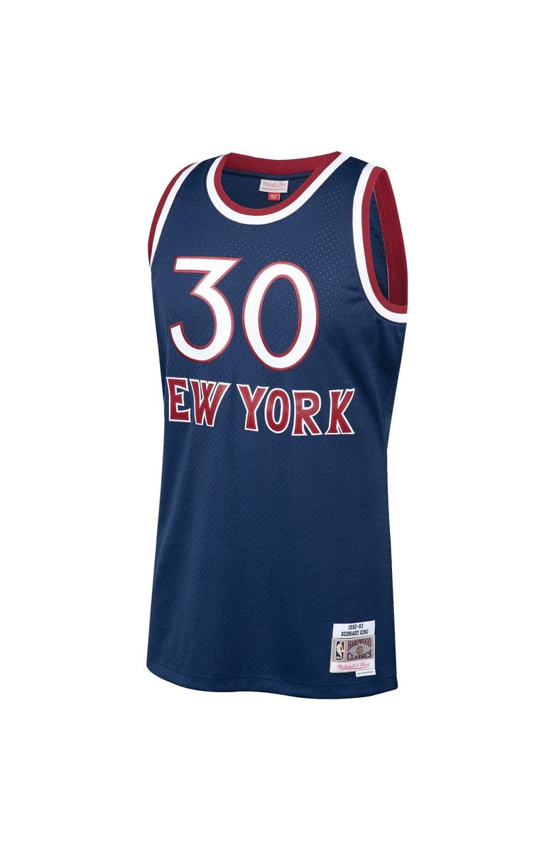 Mitchell & Ness Men's Mitchell & Ness Bernard King Navy New York Knicks 1982-83 Hardwood Classics Swingman Jersey, Alternate, color,