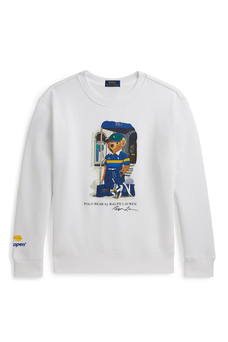 Kids' US Open Polo Bear Crewneck Sweatshirt, Main, color, WHITE