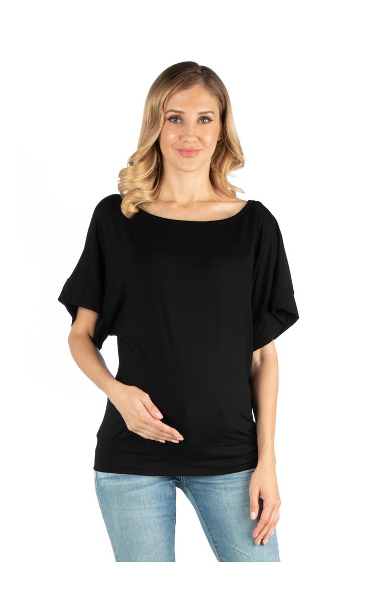 24seven Comfort Apparel Maternity Loose Fit Dolman Top with Wide Sleeves, Main, color, Black