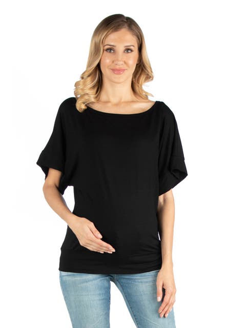 Maternity Loose Fit Dolman Top with Wide Sleeves