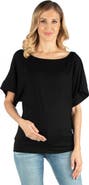 24seven Comfort Apparel Maternity Loose Fit Dolman Top with Wide Sleeves