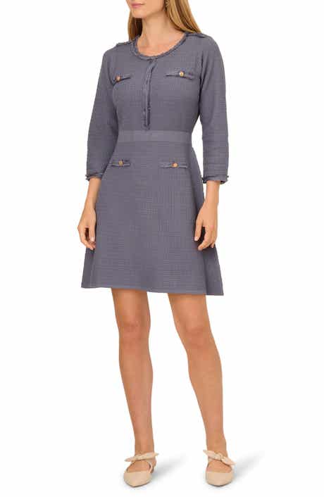 Adrianna Papell Waffle Knit Three-Quarter Sleeve Minidress