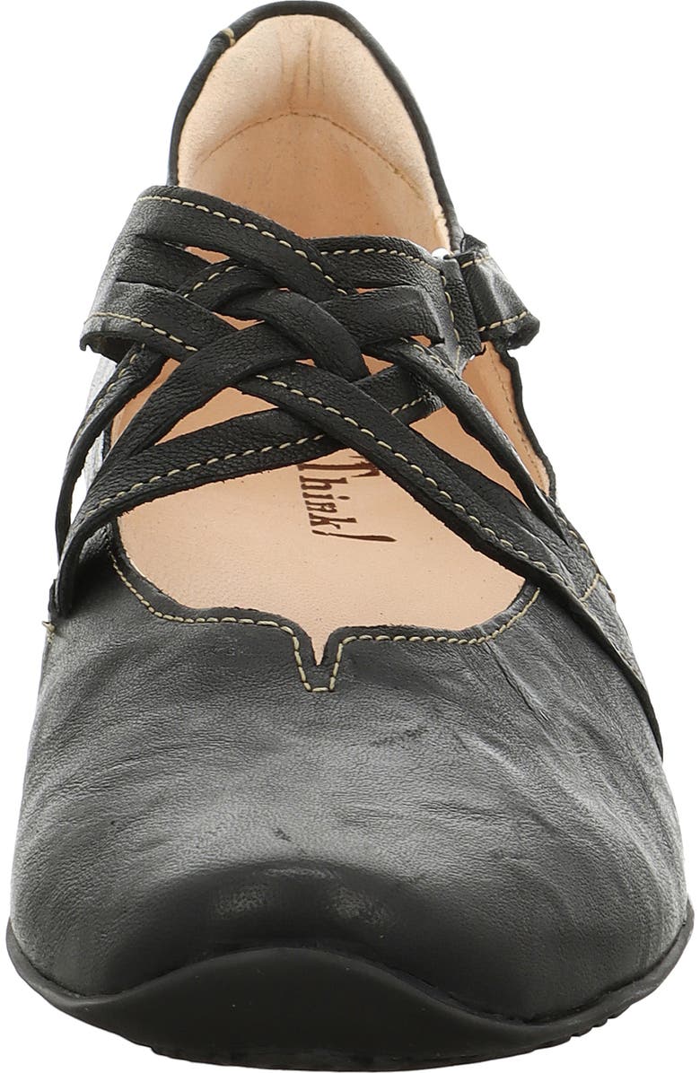 Think! Chilli Cross Strap Ballet Flat, Alternate, color, Black
