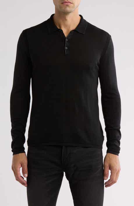John Varvatos Dune Long Sleeve Cotton Polo Sweater