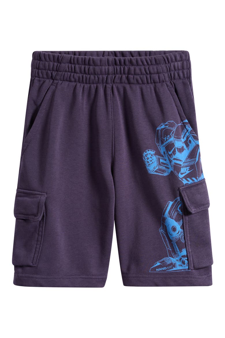 Kids' Club French Terry Cargo Shorts, Main, color, DARK RAISIN/ UNIVERSITY BLUE