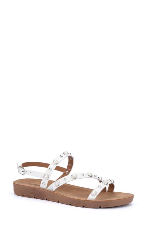 Faux Pearl Slingback Sandal