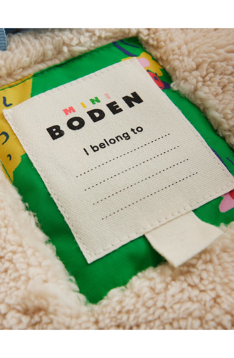 Mini Boden Kids' Pets Print Zip-Up Hooded Puffer Jacket, Alternate, color,