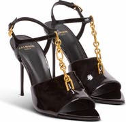 Balmain Sync Patent Leather Sandals With Heel