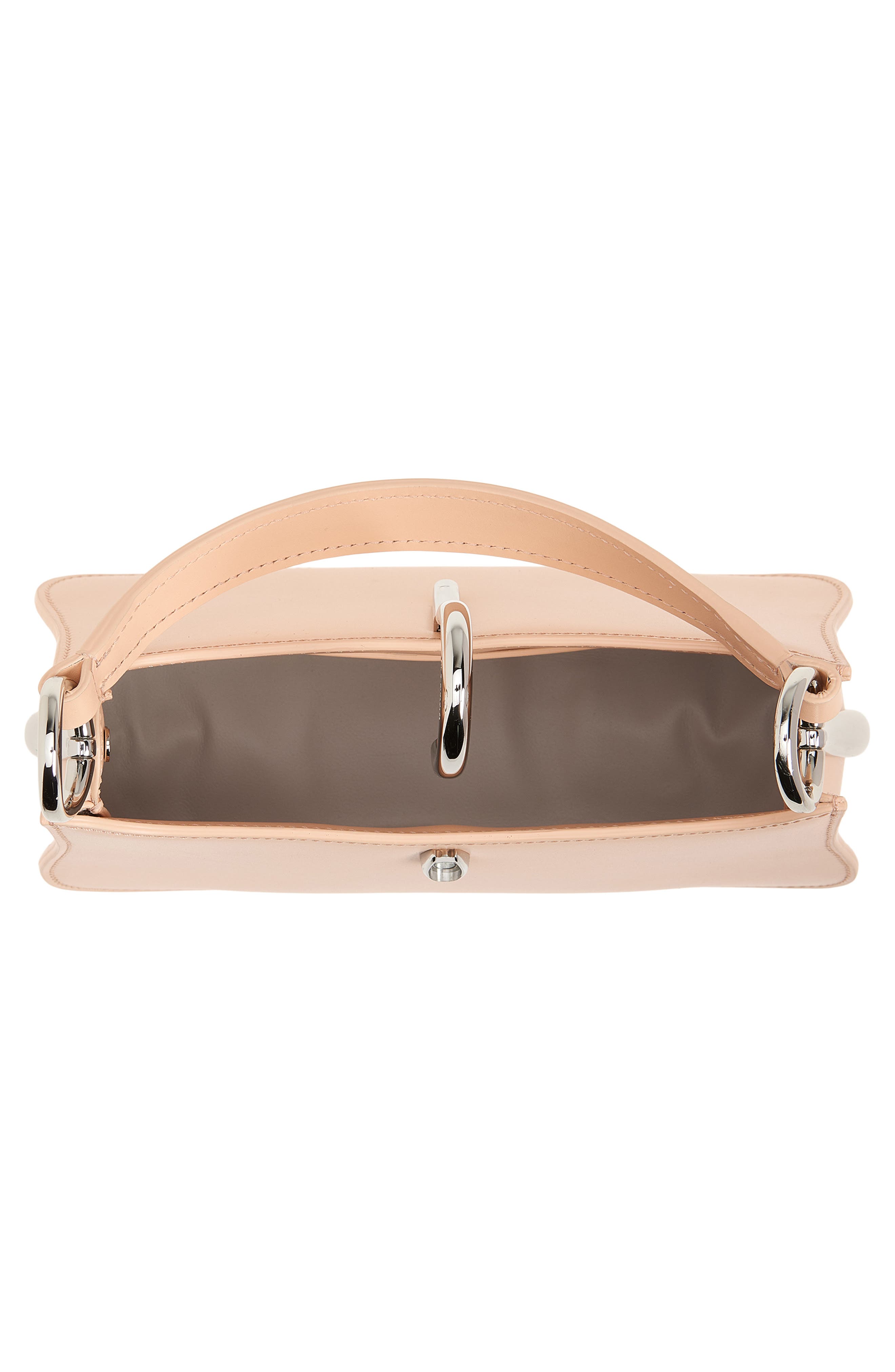 Rabanne Micro Ring Leather Top Handle Bag, Alternate, color, Peach/ Silver