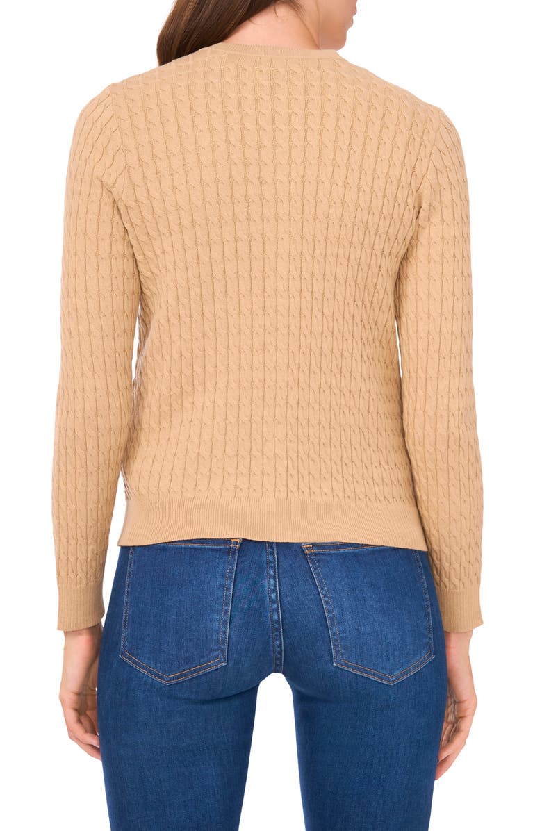 Halogen<sup>®</sup> Cable Stitch Cotton Cardigan, Alternate, color, Nomad Camel