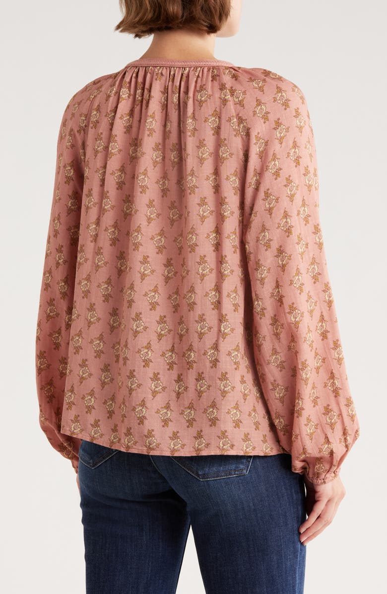 Lucky Brand Long Sleeve Embroidered Peasant Top, Alternate, color, Pink Floral
