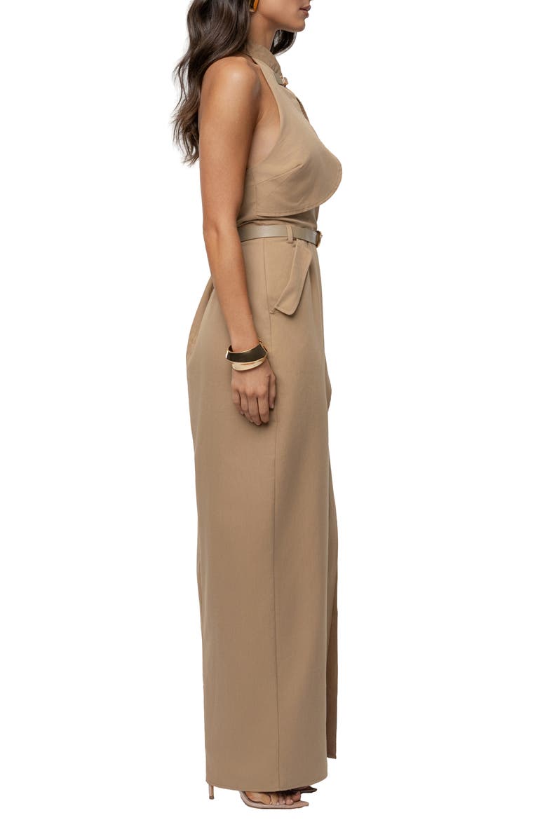 Aria Keyhole Halter Dress, Alternate, color, BEIGE