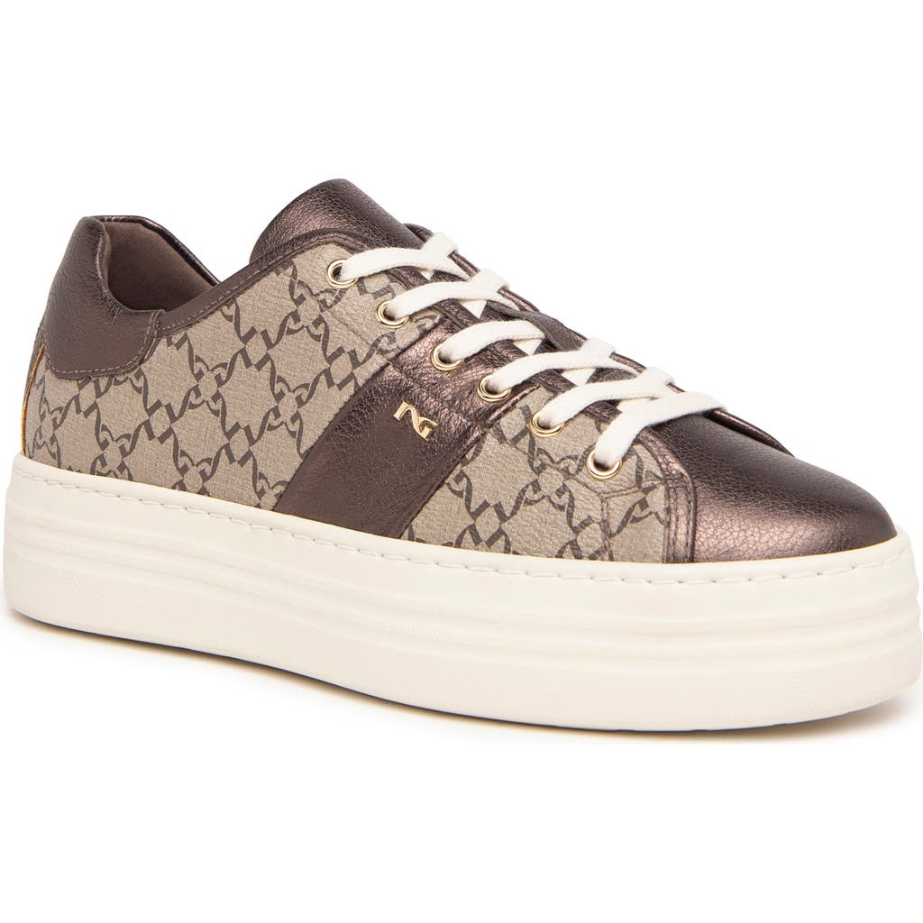 NeroGiardini Logo Skater Platform Sneaker in Open Brown