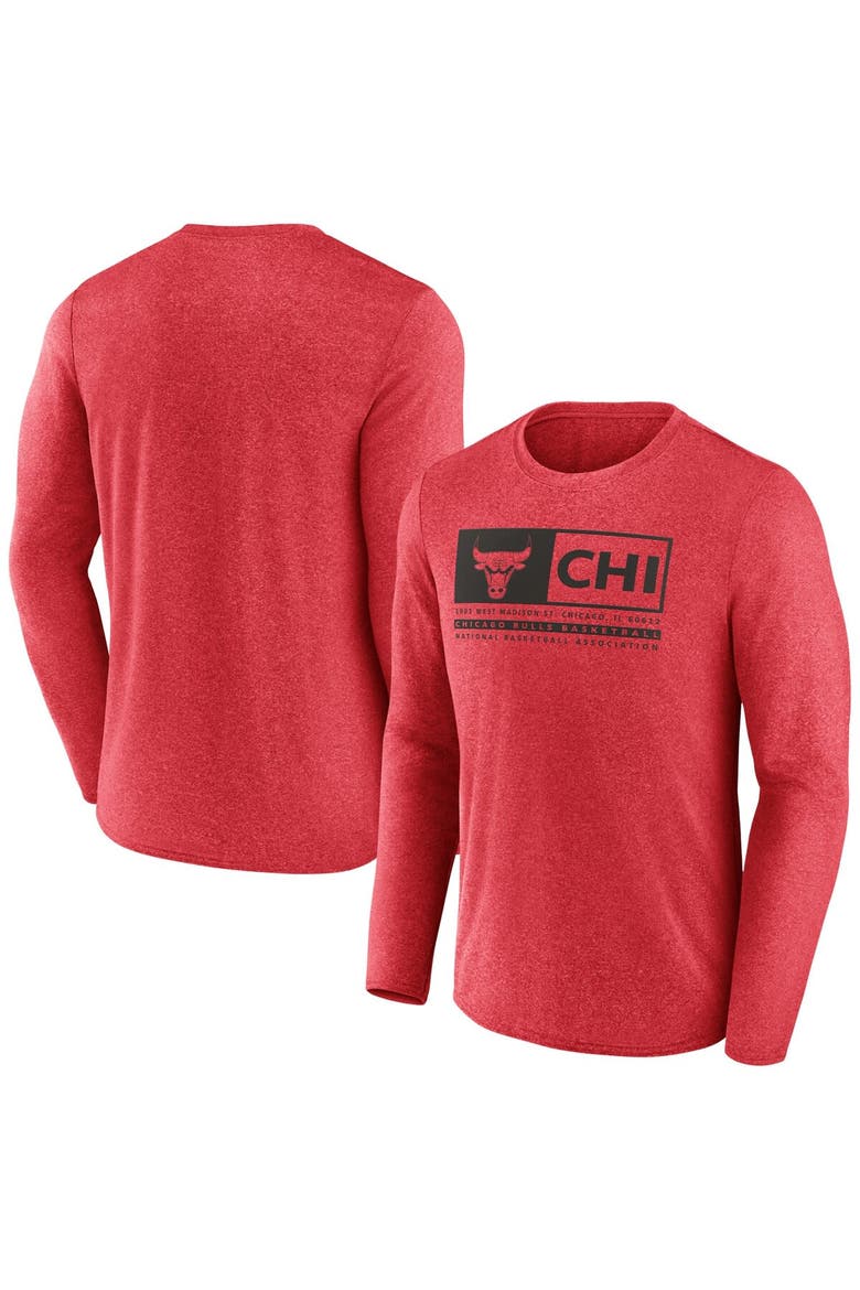 Men's Fanatics Branded Heather Red Chicago Bulls Three-Point Play T-Shirt, Main, color, Heather Red