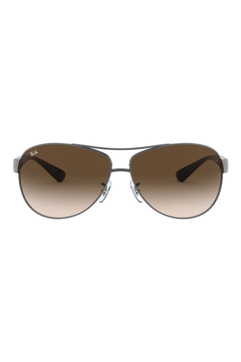 67mm Gradient Pilot Sunglasses, Main, color, GUNMETAL / BROWN
