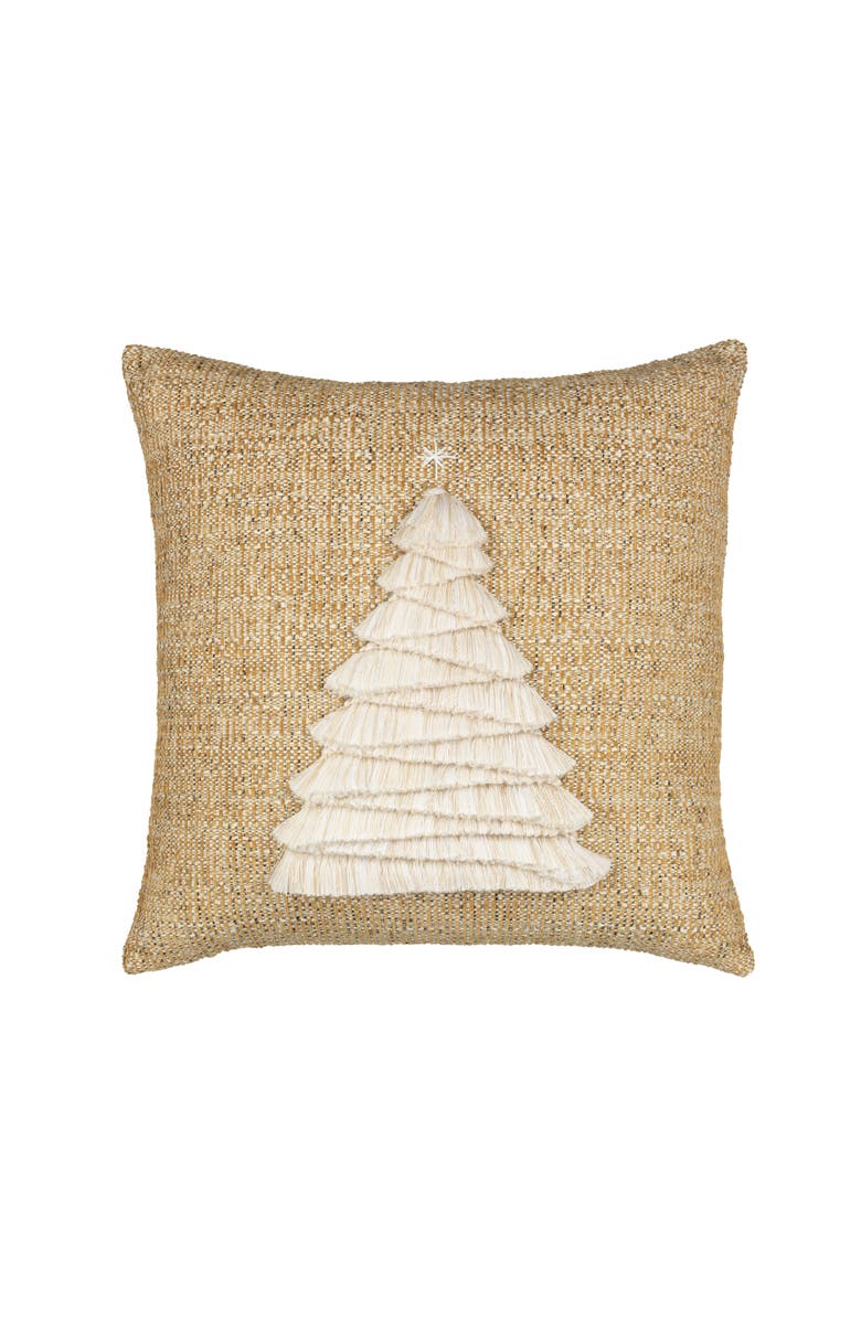 Elaine Smith Fraser Fir Handmade Applique Woven Accent Holiday Pillow, Main, color, Golden