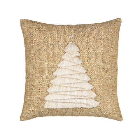 Fraser Fir Handmade Applique Woven Accent Holiday Pillow