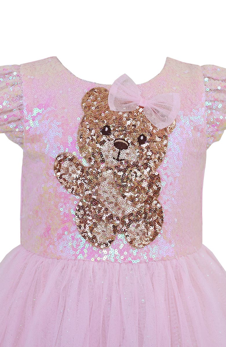 Zunie Kids' Bear Sequin Tutu Party Dress, Alternate, color, Blush