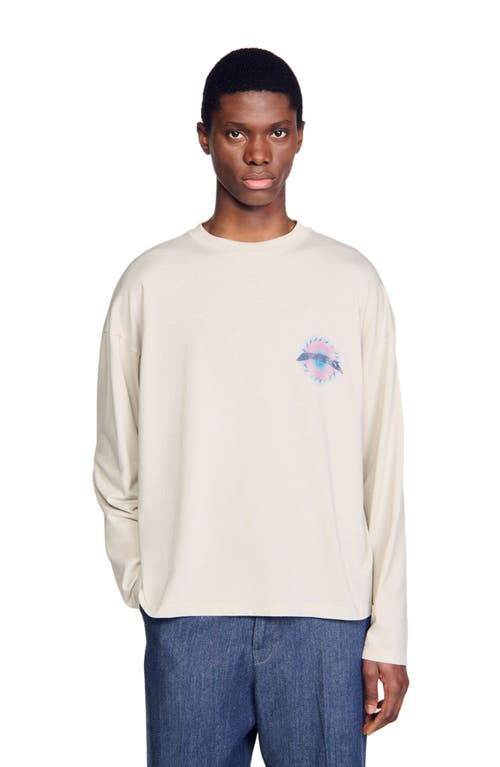 Sandro Sun Motif T-shirt In Vintage White