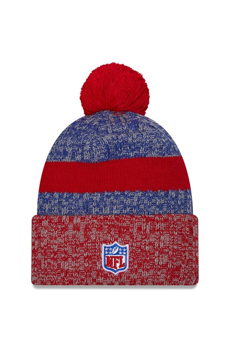 New Era Men's New Era  Royal/Red New York Giants 2023 Sideline Sport Cuffed Pom Knit Hat, Alternate, color, 