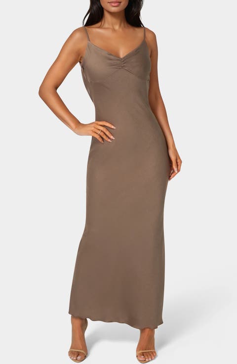 Cey Crepe Draped Back Maxi Slipdress