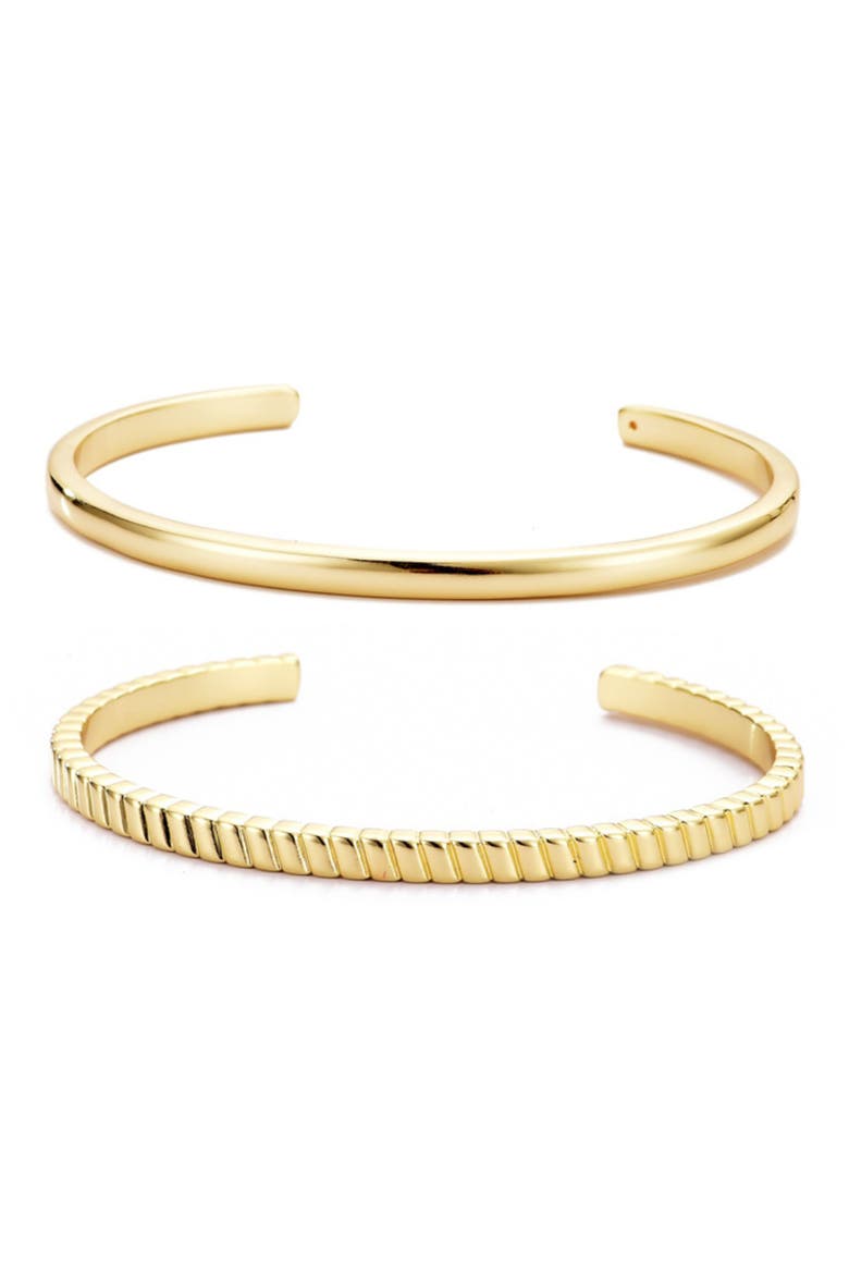 Set of 2 Cuff Bracelets, Main, color, GOLD