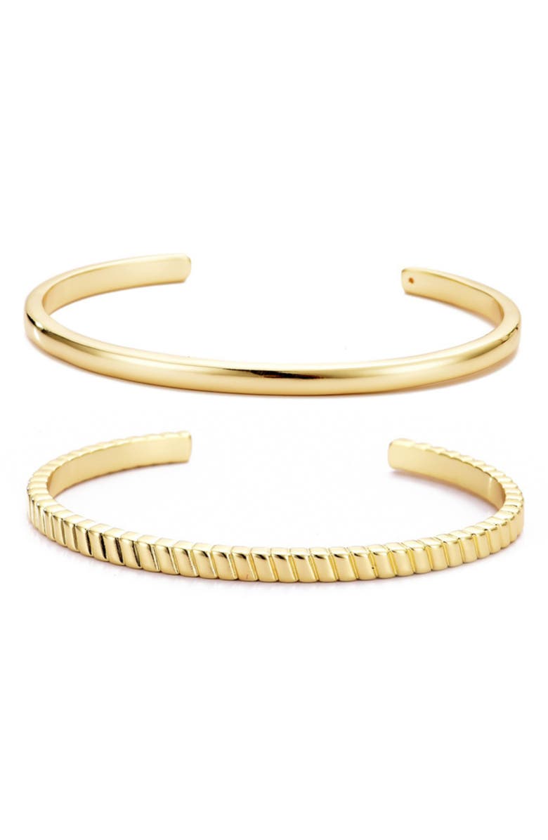Adornia Set of 2 Cuff Bracelets, Main, color, Gold