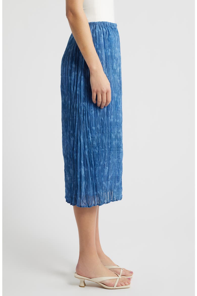 Pleated Midi Skirt, Alternate, color, INDIGO IKAT FLORAL