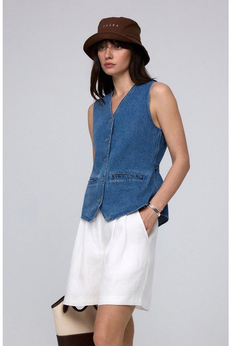 Denim Atelier Vest, Alternate, color, Light Blue Denim