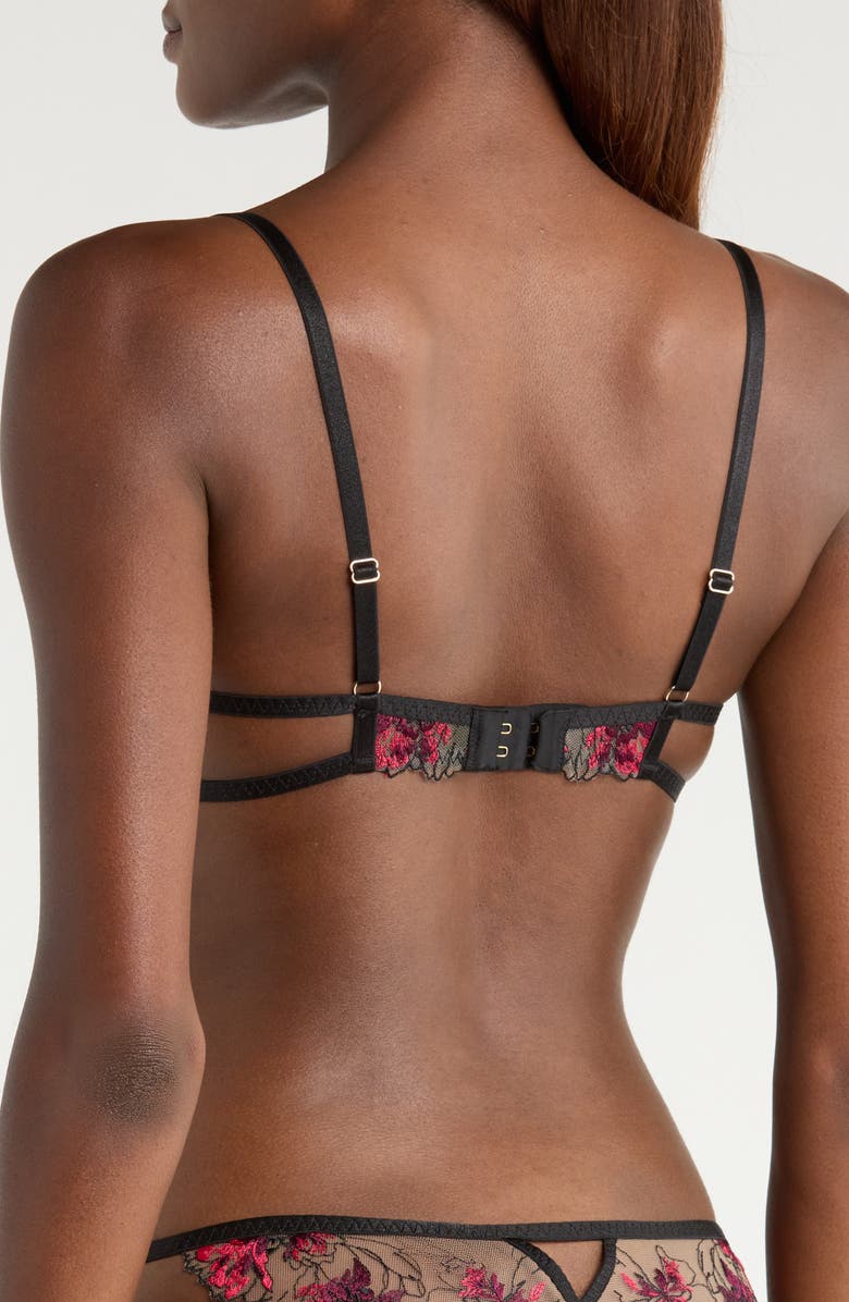 Bluebella Calista Embroidered Mesh Underwire Bra, Alternate, color, Black/ Cherry/Virt Pink/Sheer