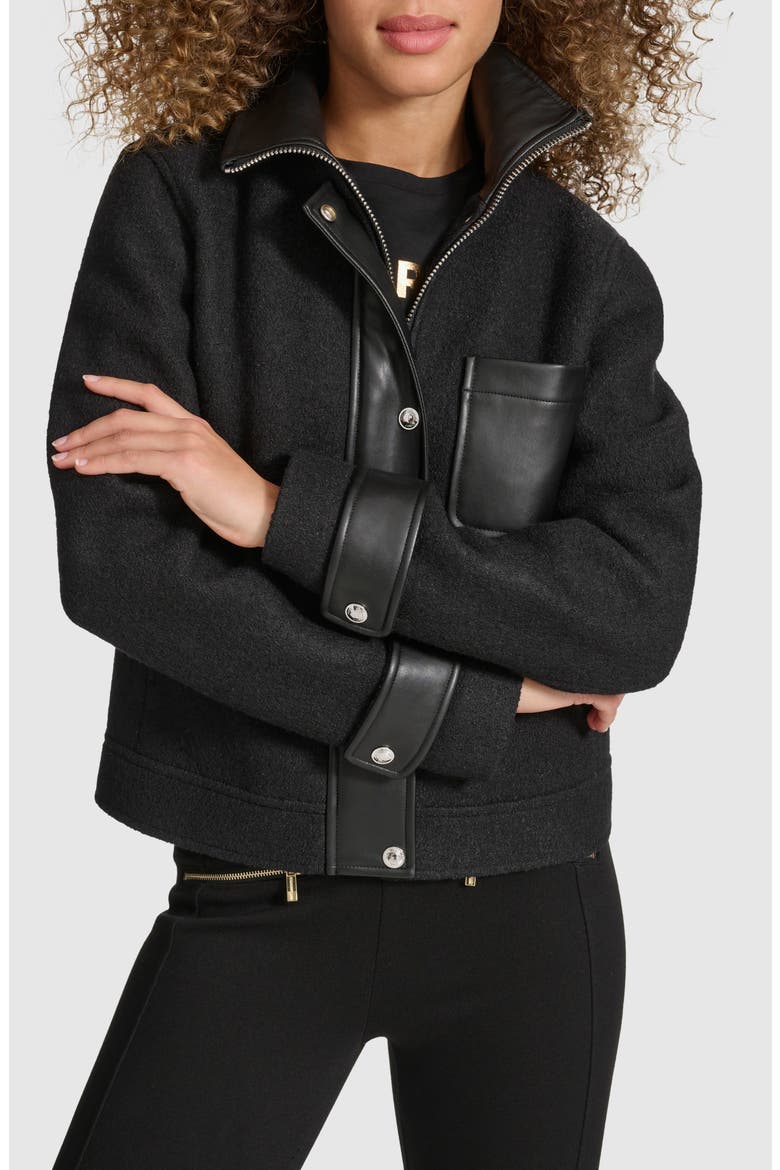 KARL LAGERFELD PARIS Wool Blend Felt Crop Jacket (Women) | Nordstrom