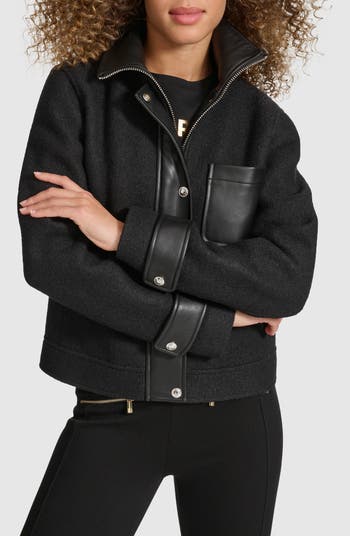 KARL LAGERFELD PARIS Wool Blend Felt Crop Jacket Nordstrom