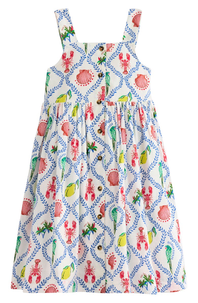 Mini Boden Kids' Vacation Print Cotton Button-Up Sundress, Main, color,