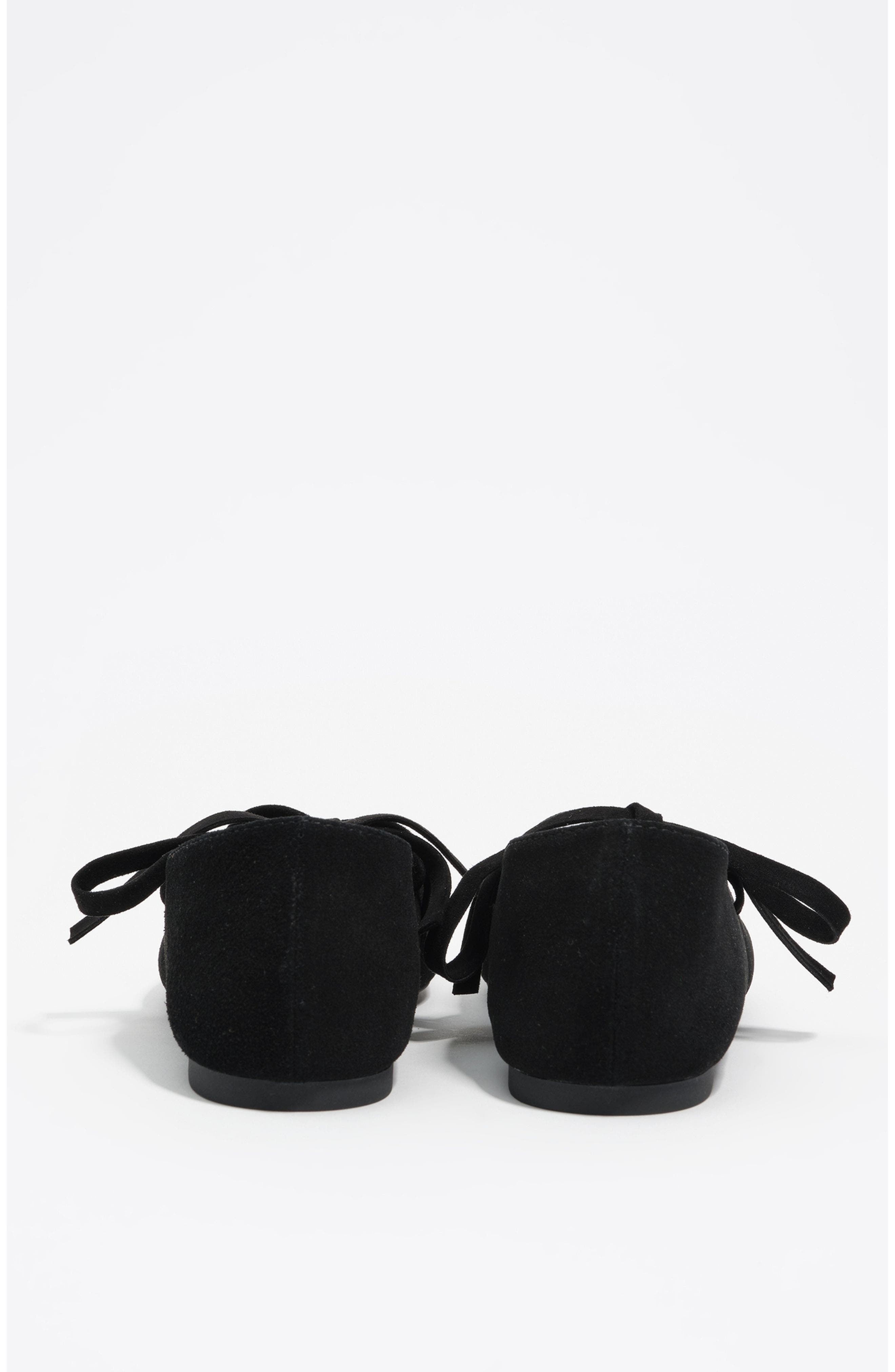 Split Leather Ballerina, Alternate, color, BLACK