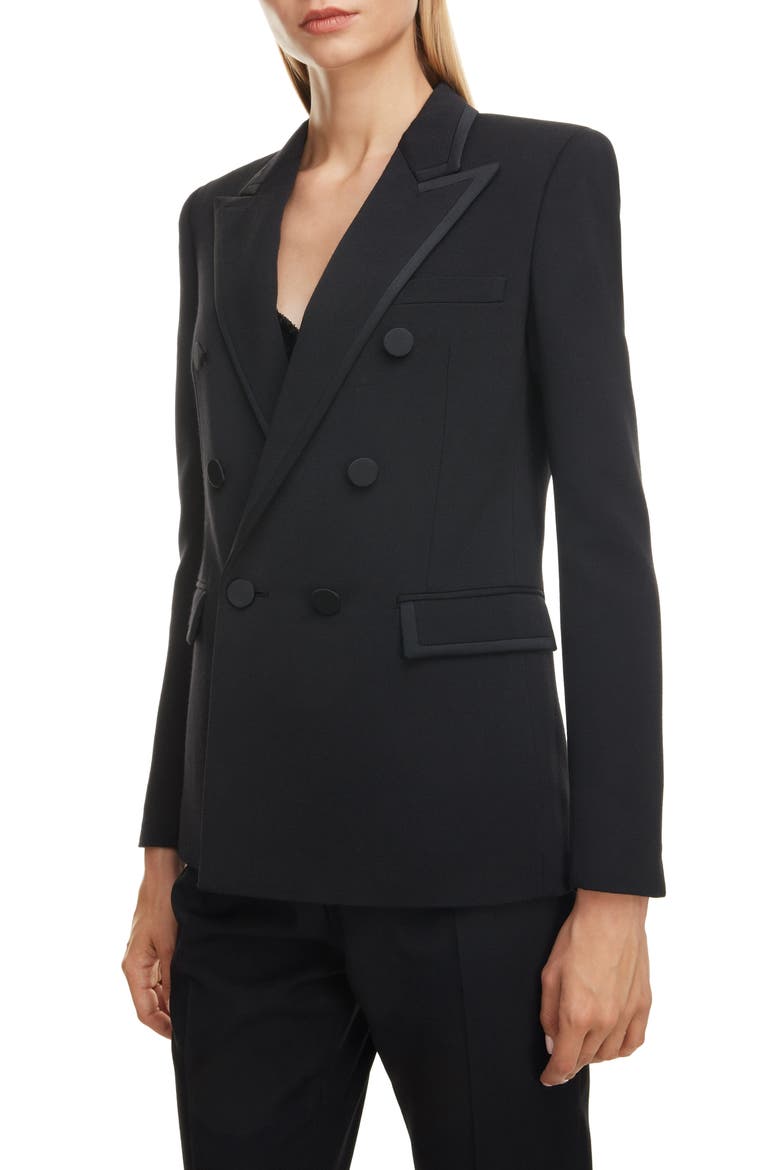 Piped Double Breasted Jacket, Alternate, color, NOIR