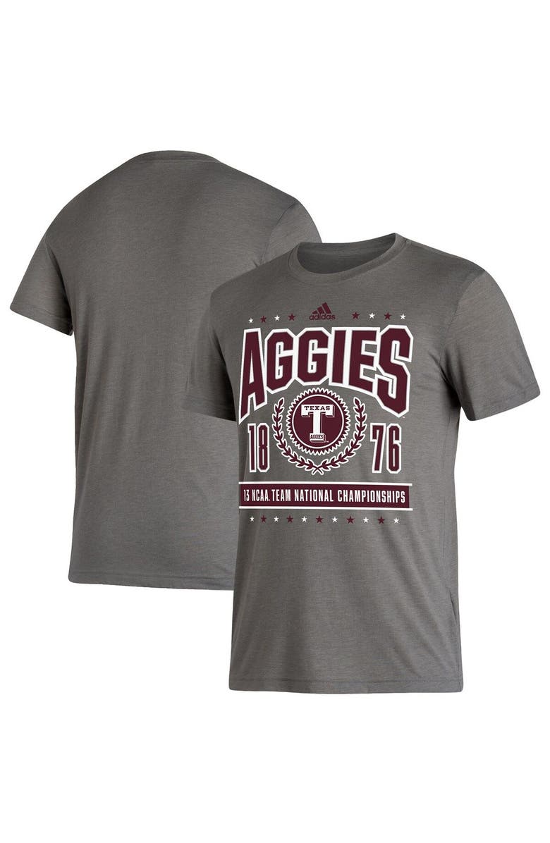 adidas Men's adidas Heather Charcoal Texas A&M Aggies 13 NCAA Team National Championships Reminisce Tri-Blend T-Shirt, Main, color, Heather Charcoal
