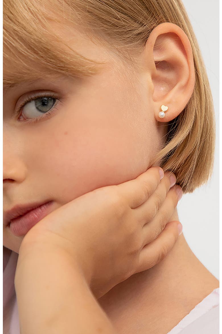 14k Shaped Drop Girl Earrings, Alternate, color, White
