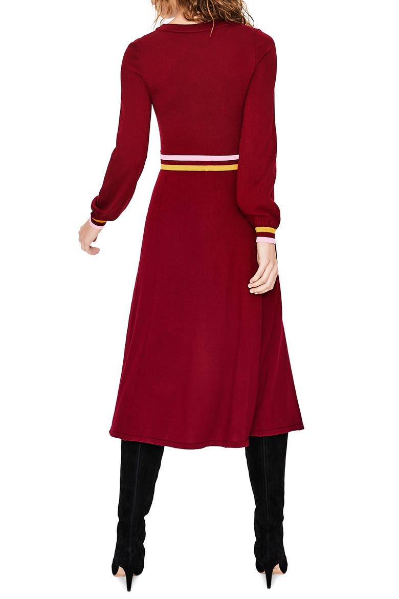 Eden Belted Cotton & Wool Sweater Dress, Alternate, color, MULLED WINE
