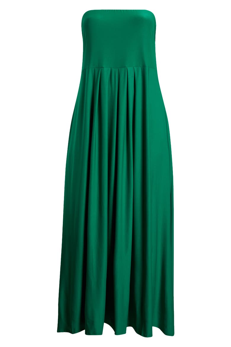 Pleated Stretch Strapless A-Line Dress, Alternate, color, GREEN