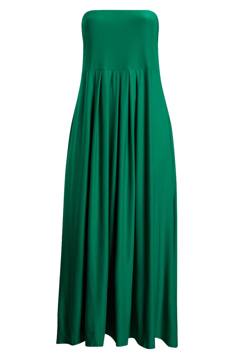 24seven Comfort Apparel Pleated Stretch Strapless A-Line Dress, Alternate, color, Green