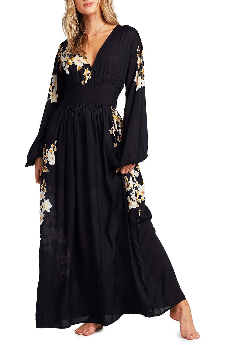 Billabong Night Bloom Floral Long Sleeve Maxi Dress, Main, color, 