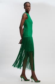 Karen Millen Form Fit Bandage Tassel Hem Mini Dress