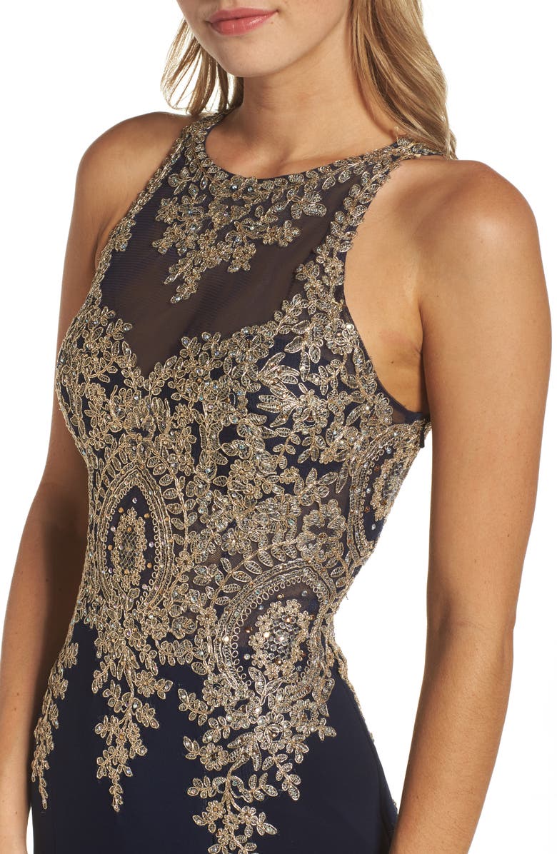 Xscape Evenings Xscape Embroidered Mermaid Gown, Alternate, color,