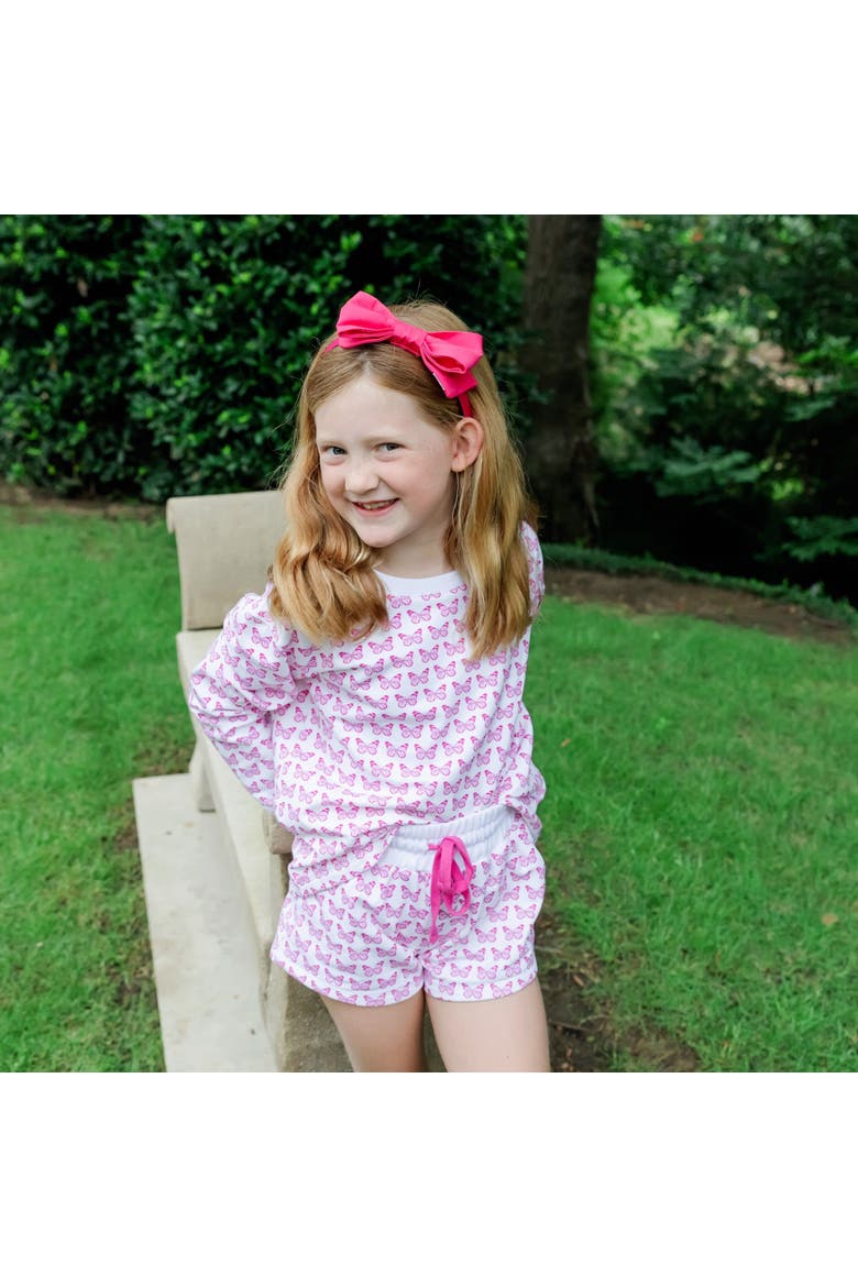 Stella Girls' Sweatshirt Short Set, Alternate, color, Cartie Butterflies